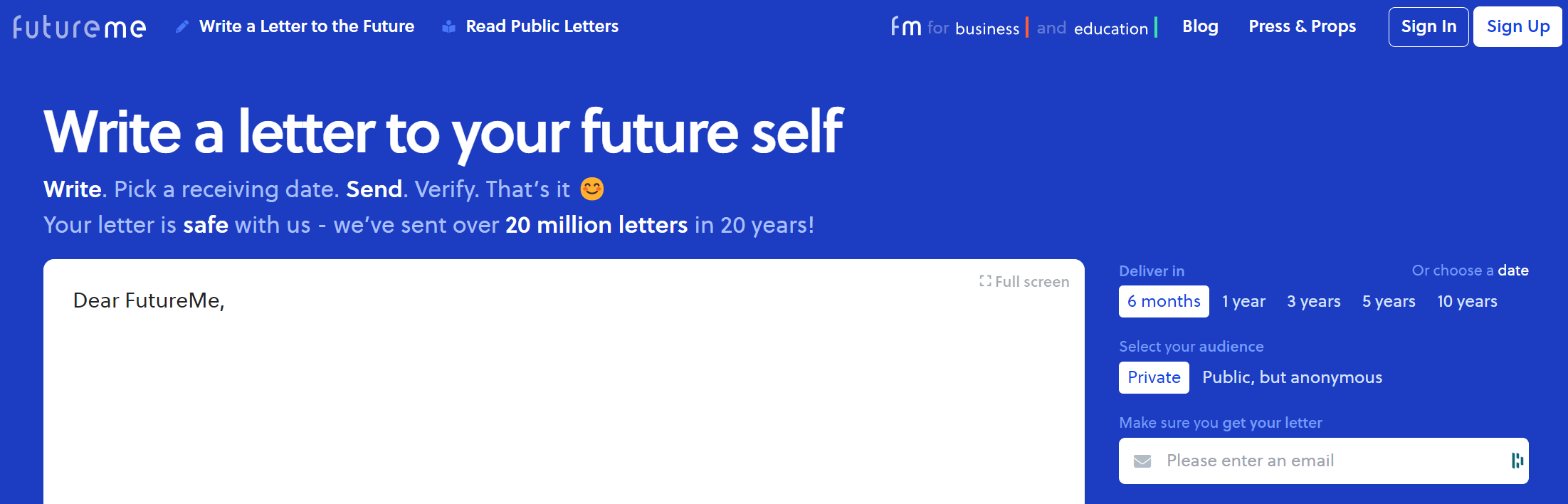 FutureMe dot Org - Write a Letter to Your Future Self